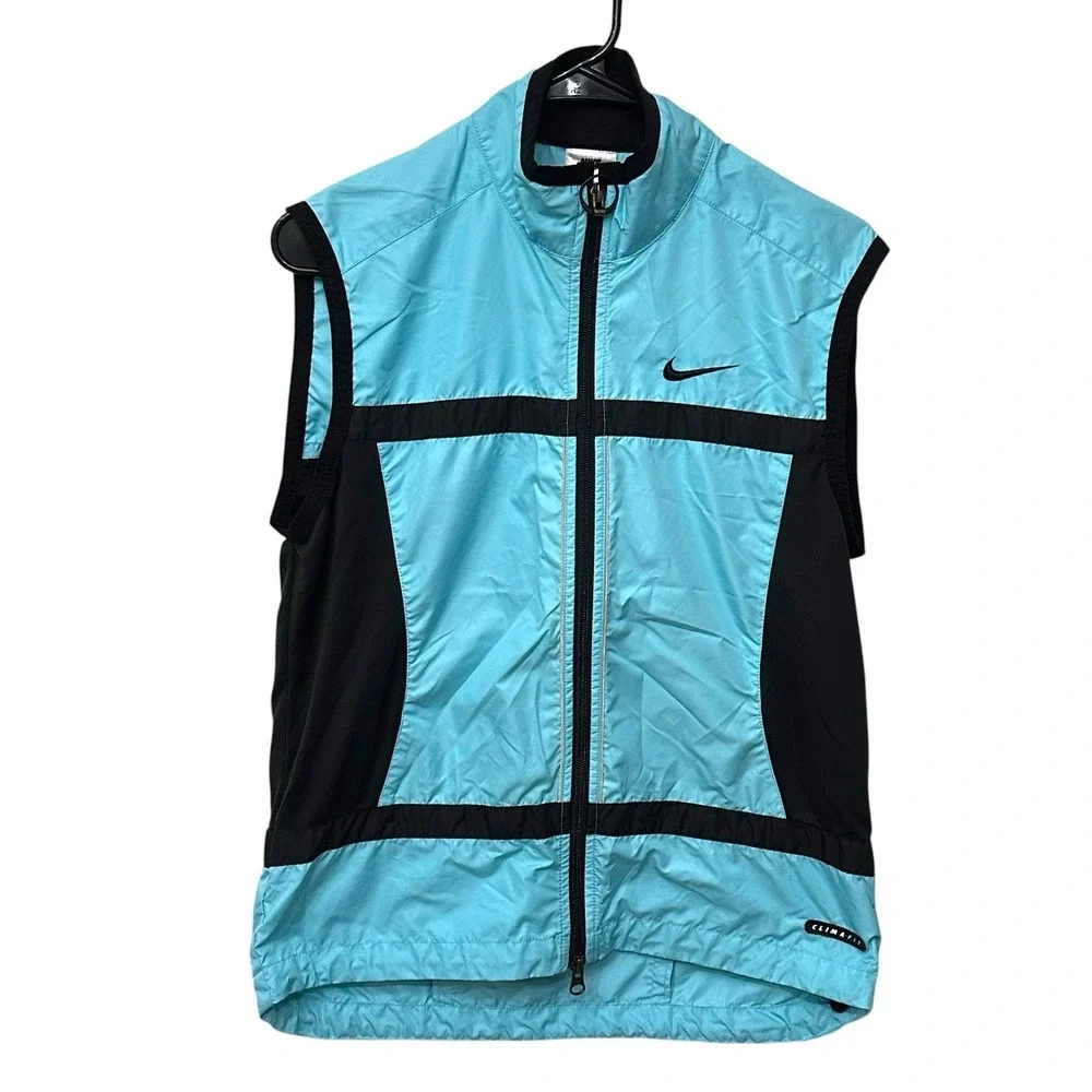 Vintage Nike Running Vest With Clima Fit Technology Black Blue Ladies Small